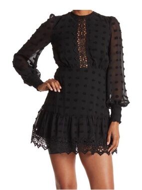 Lulu’s Lust or Love Black Embroidered Lace Long Sleeve Dress. Size xl